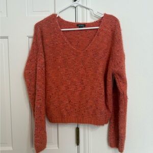 Wild Fable Speckled Orange V-Neck Sweater